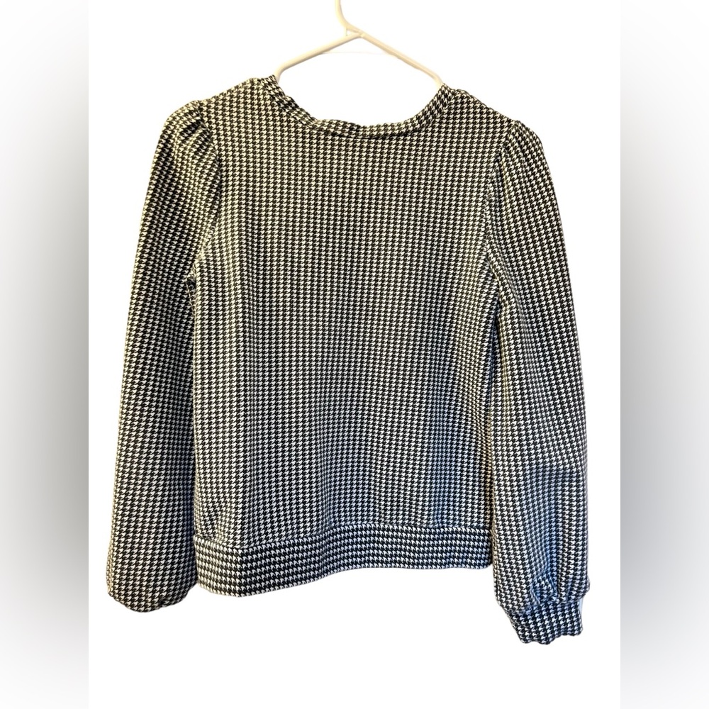 ♥️Black & White Girls’ Sweatshirt with Puffed Shoulders and Cuffed Sleeves 14/16 - Picture 2 of 3